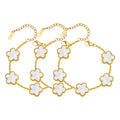 18K Gold Plated Floral Bracelets, Stainless Steel Charm Bracelet Non-Tarnish, Adjustable Lucky Chain Set Trendy Gift