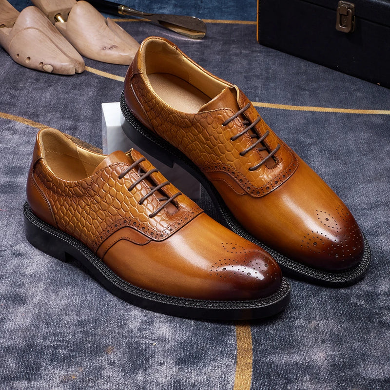 Men's Casual Shoes Brock Oxford Shoes Retro Red Sole Genuine Leather Men's Formal 2026 Spring/Summer New Collection