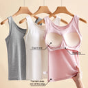 1pcs Women's Vest Tops Round Neck Vests Solid Color Padded Slim Fit Tank Tops Sexy Feminino Casual Tank Tops With Built In Bras
