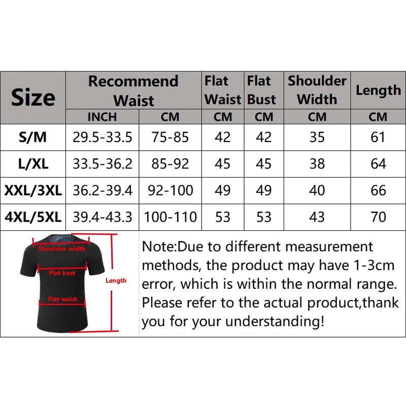 Men Sweat Sauna T-shirt Waist Trainer Suits Body Shaper Weight Loss Corset Underwear Belly Control Fitness Fat Burning Shapewear