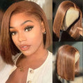 8-14 Short Inch Chocolate Brown Straight Bob Human Hair Wigs #4 Colored 200 Density 13x4 HD Straight Full Lace Front Wigs