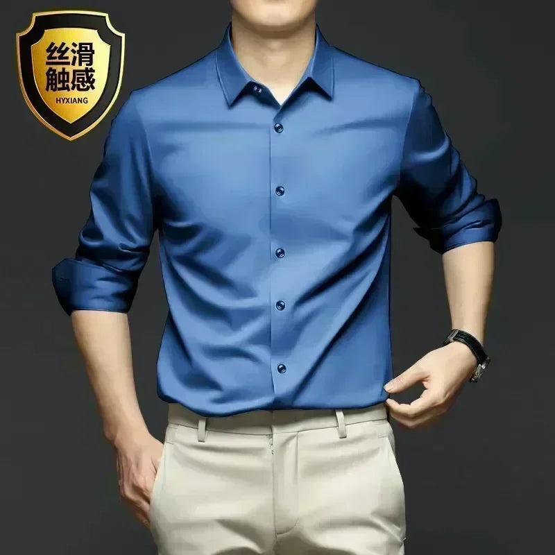 S-6XL Men's Long Sleeve Shirt Luxury Wrinkle Resistant | SAMAG