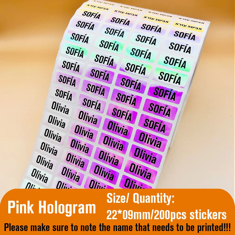 Kawaii Waterproof Name Tag Sticker Custom Adhesive Stationery Decals Personalize First Name Label for Children School Bottle