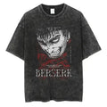 Japanese Anime Berserk Retro Washed T-shirt Men and Women New Summer Harajuku Clothing Casual Round Neck Short Sleeved Top