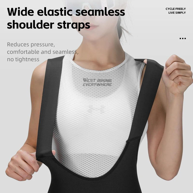 WEST BIKING Women Cycling Bib Shorts Summer High-waisted MTB Road Bike Shorts Breathable Quick Dry Yoga Fitness Bicycle Tights