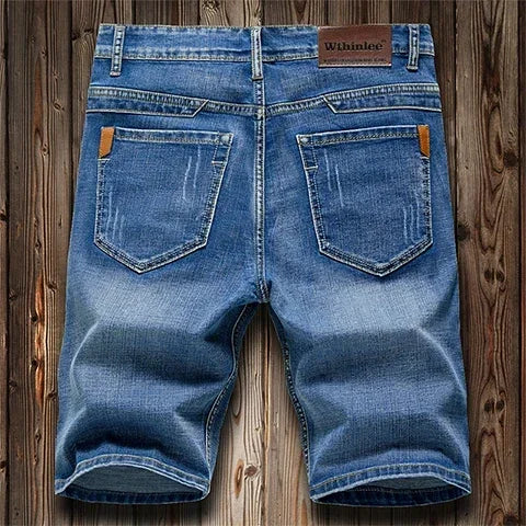 Summer Shorts Jeans Men Denim Pants Stretch Dark Blue | SAMAG