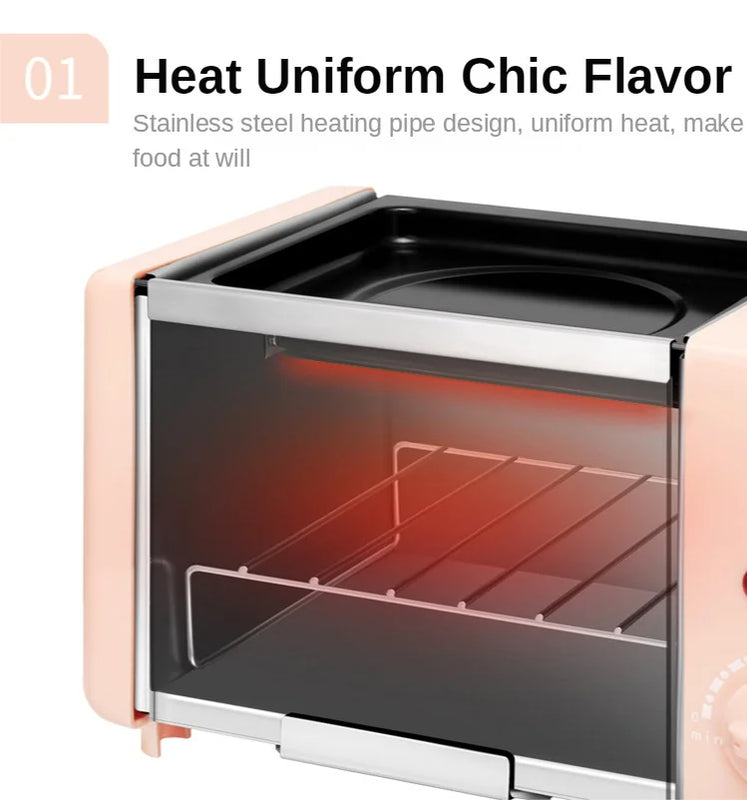 Multifunction Mini Electric Baking Bakery Roast Oven Grill Fried Eggs Omelette Frying Pan Breakfast Machine Bread Maker Toaster