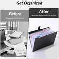 Portable Expanding File Folder Organizer with 8 Pockets for Letter A4 Documents School Office Hospital Supplies Bag Essentials Black