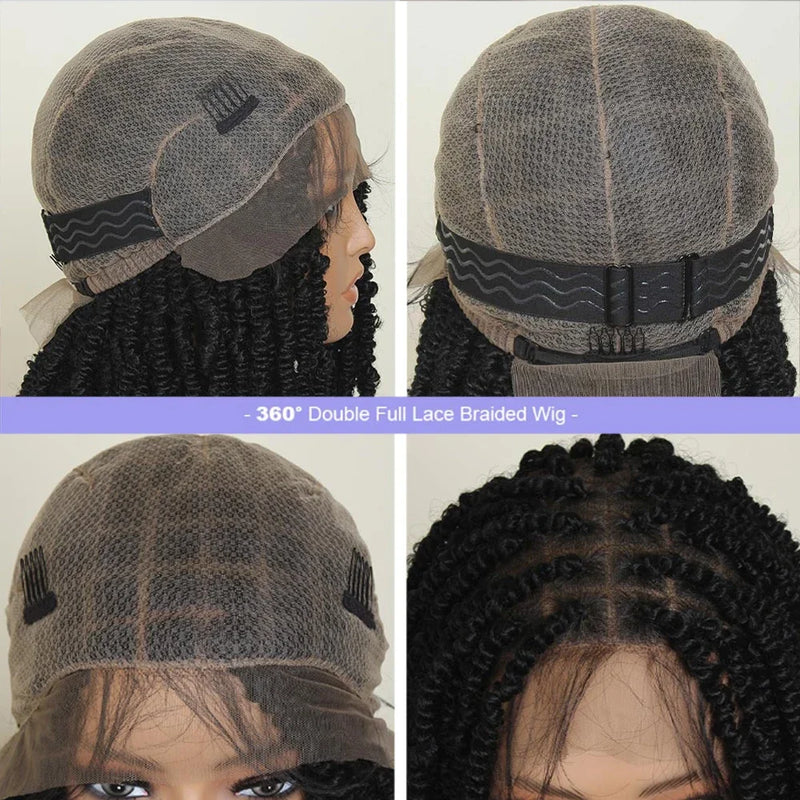 99J Burgundy Knotless Box Braided Wig Synthetic Full Lace Front Braids Wig With Baby Hair Short Bob Braided Wigs for Black Women