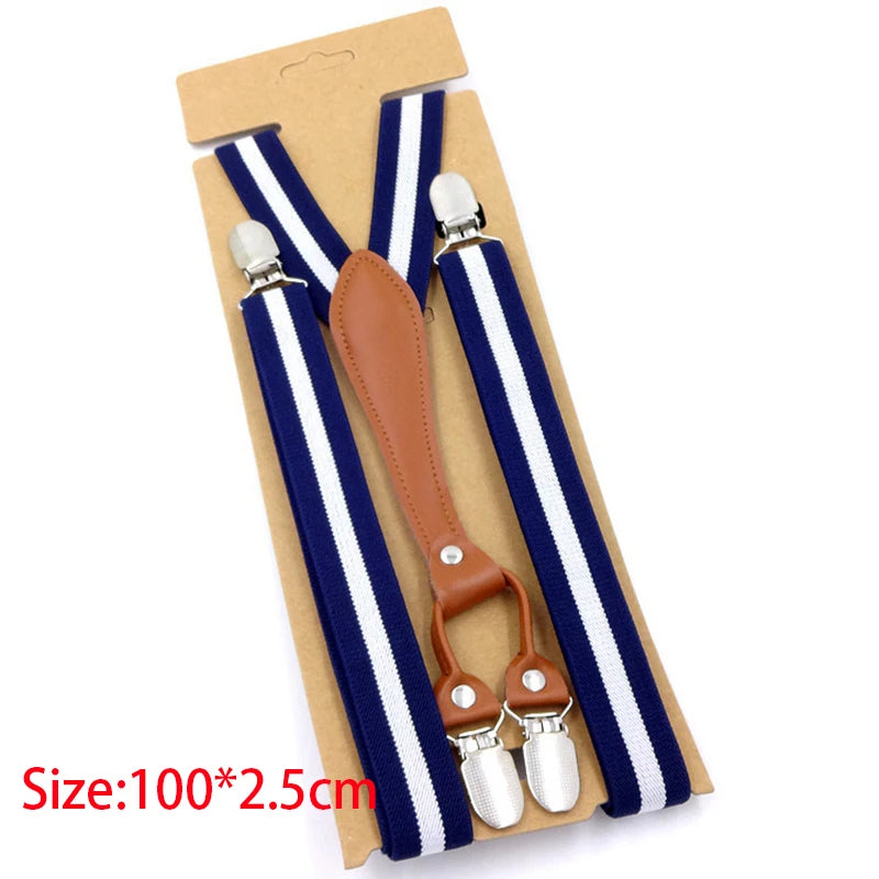 New Fashion Suspenders Men Women Adult Leather Trimmed End Y Back Adjustable Elastic Trouser Braces Strap - Visuel 2 | SAMAG