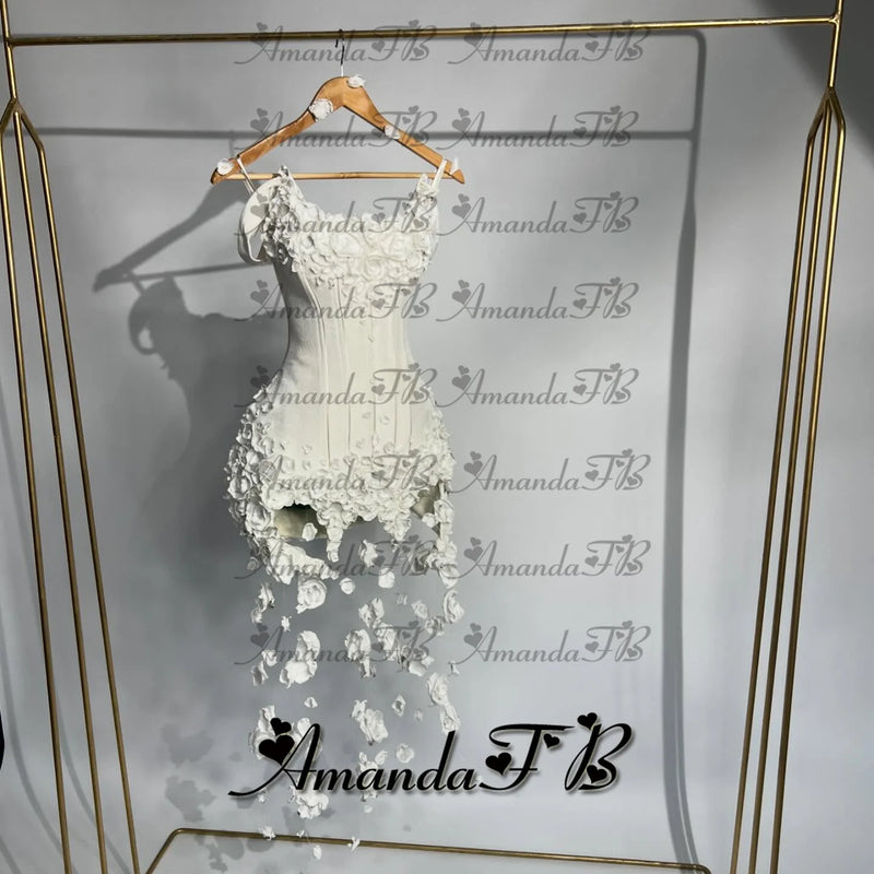 Amanda Fashionable 3D Flowers Cocktail Homecoming Dress Scoop Neck Velvet Special Occasion Gown Robes De Soiree Customized