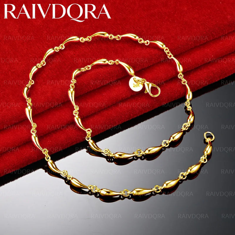 18K Gold Plated 45cm Chain Necklace For Women Men Charm Trend Birthday Gifts Fashion Party Fine Jewelry