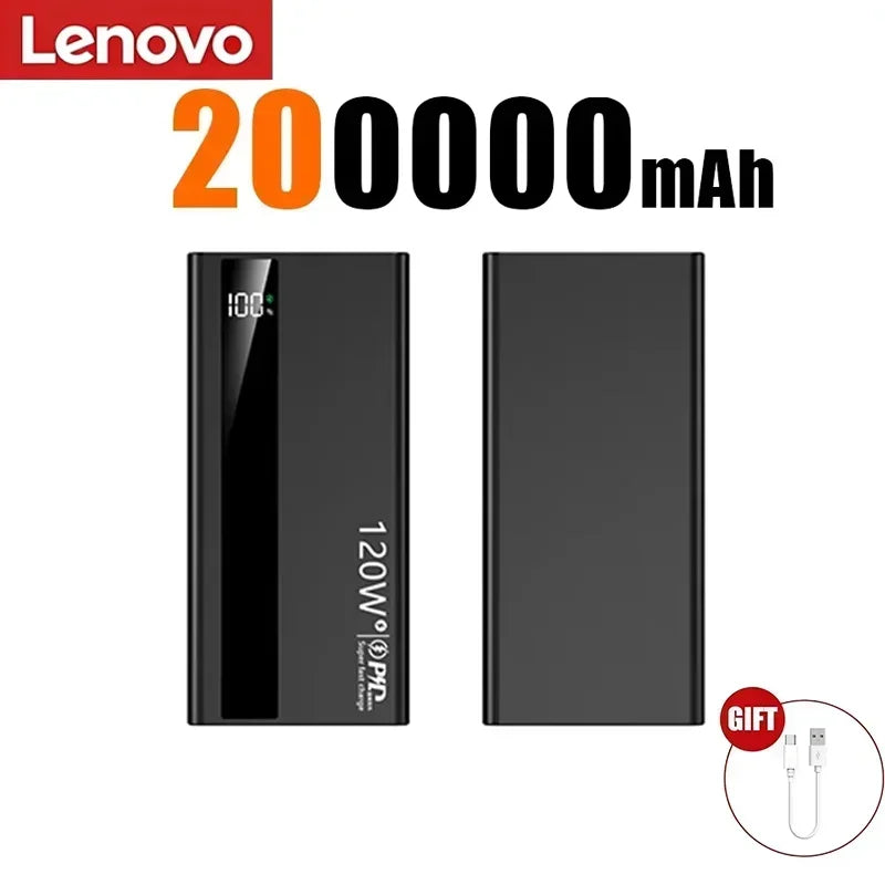 Lenovo 500000mAh 3C High Capacity PowerBank 120W Super Fast Charging Digital Display Portable External Battery For Xiaomi iPhone