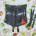 0.8mm Thicker Black Latex Corset Waist Trainer Steel Bone Cross Belt Strap Edge