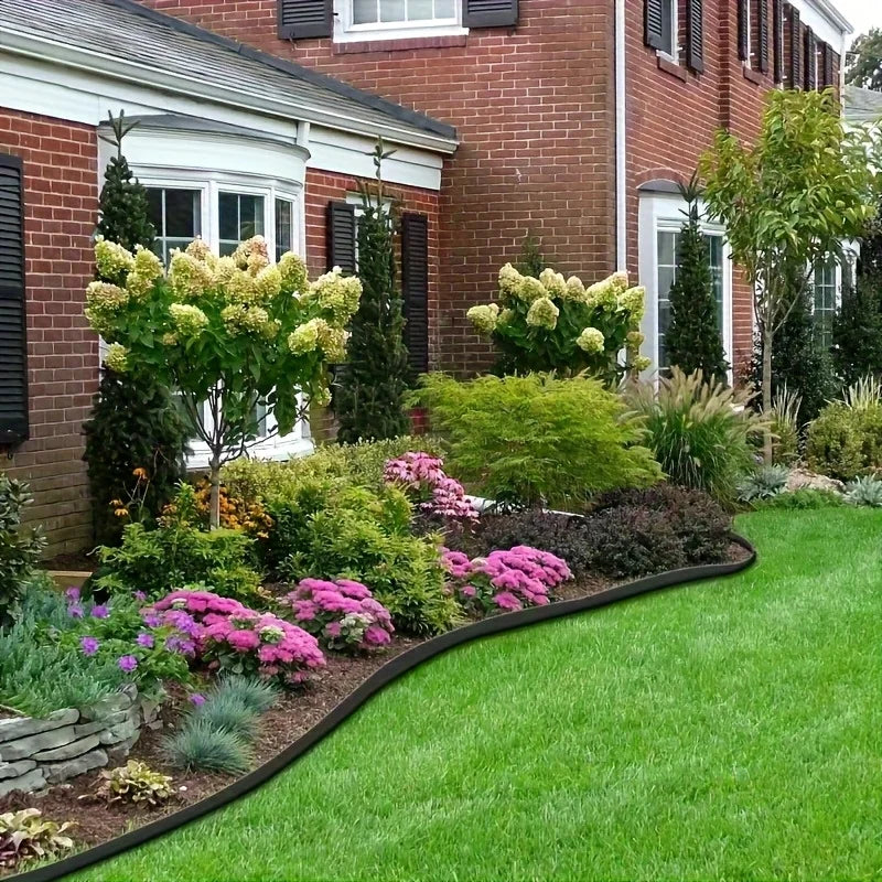 No Dig Landscape Edging Kit, Flexible Plastic Garden Border with Spikes for Lawn, Flower Bed, Pathway & Yard Landscaping