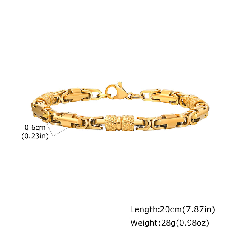 Gold Color Men's Chain Bracelet, Hip Hop Stainless Steel Chunky Wristband, Rock Punk Jewelry Gift for Dad - Visuel 16 | SAMAG