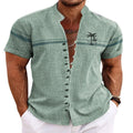 New Men's Linen Short-Sleeved Shirt, with a Fashionable | SAMAG