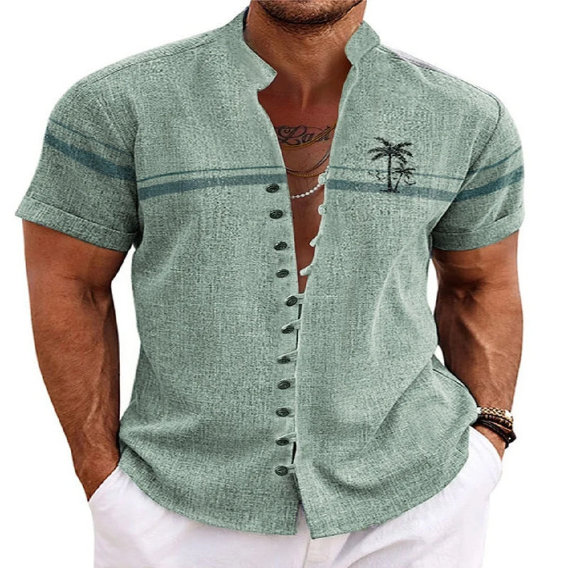 New Men's Linen Short-Sleeved Shirt, with a Fashionable | SAMAG