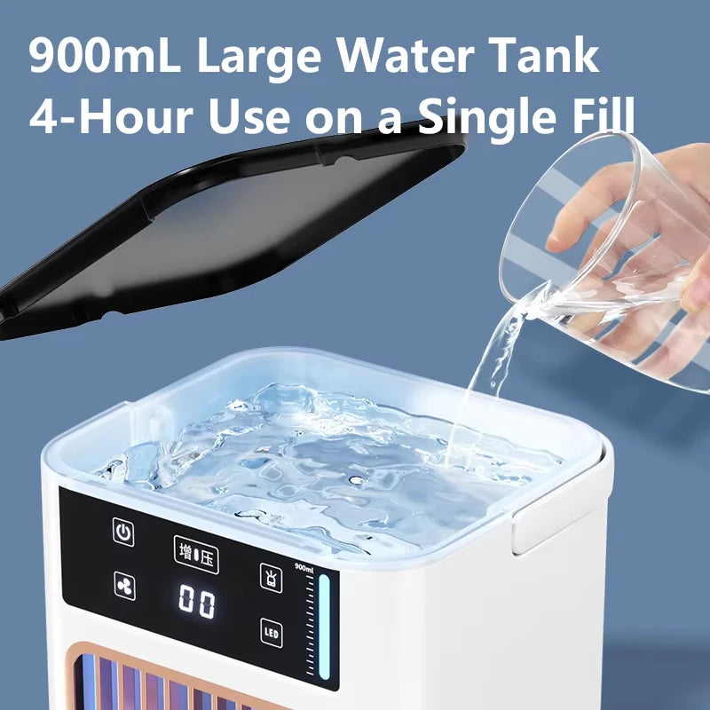 Portable Desktop USB Mobile Air Cooler Fan Household Mini Air Conditioner Fan Large Water Tank Atomization Humidifying Quick