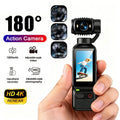 HD 4K Action Camera 180 Degree Rotatable For Vlog YouTube Tiktok Girls Record Life Video Recording Entry Portable Action Camera