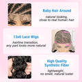 26 Inches Synthetic Cornrow Braided Wig 13x6 Lace Frontal Curly Braiding Wig African Braids Hair Wigs for Black Women