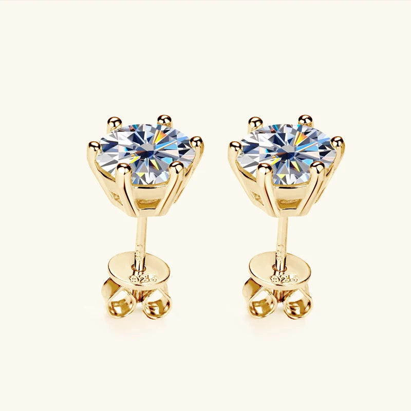 OXTAO 18K White Plated 0.5-2ct Moissanite Diamond Stud Earring Real 925 Silver Wedding Earring Luxury Women's Jewelry Certified