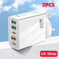 5 Ports 65W USB Type C Fast Charging Charger QC 3.0 Phone Adapter  For iPhone 15 Huawei Xiaomi Samsung EU/US Plug Wall Charger