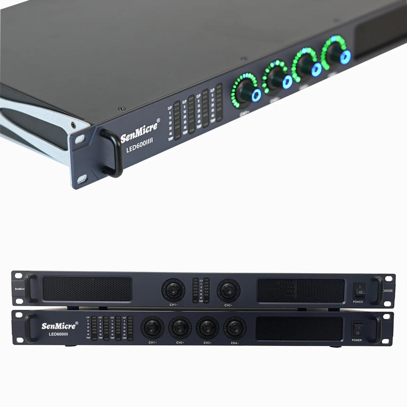 SenMicre LED450 4X450W 8Ohm Professional Digital Power Amplifier 4 Channel Sound Amplifier DJ Subwoofer AMP 4X1200W 4Ohm Class D