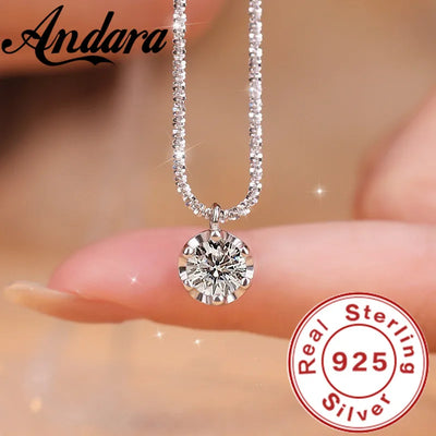 Andara Luxury 925 Sterling Silver AAAAA Zircon Pendant Necklace Fashion Italian Women Jewelry | SAMAG