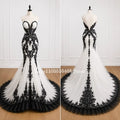 Customized Mermaid Gothic Wedding Dress White Tulle | SAMAG