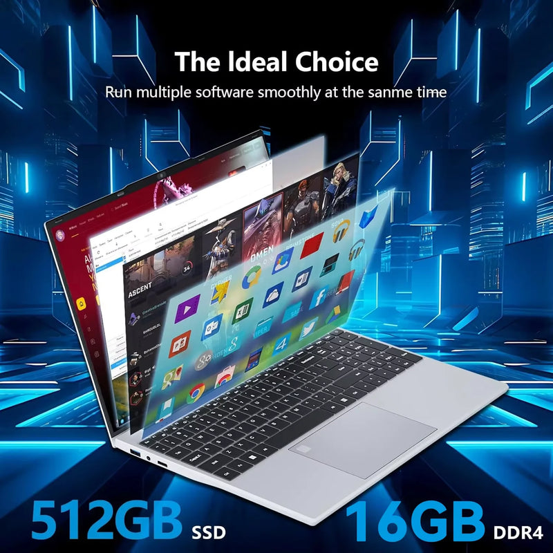 Intel Core i9-9900 15.6 Inch 16GB RAM Backlit Fingerprint Unlock Laptop Windows 11 Office Study NoteBook Gaming Computer PC