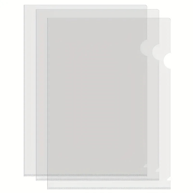 10pcs A4 Transparent L-Shaped File Folders - Waterproof and Durable PP Document Bags for Office Organization and Reusable