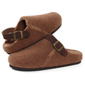 Smile Popcorn New Ladies Fluffy Sherpa Lined Clog Mules Suede Buckle Strap Non Slip Soft Warm Plush Indoor Home Slippers Women