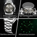 OLEVS 6654 Luxury Mens Watch Chronograph Automatic Mechanical Wristwatch Waterproof Luminous Top Brand Watch for Man Date Sport