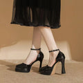 Women's Super High Heels Pointed Tip Thick Heel Ankle Strap Platform Heels Side Cutout Sexy Wedding Banquet Sandals