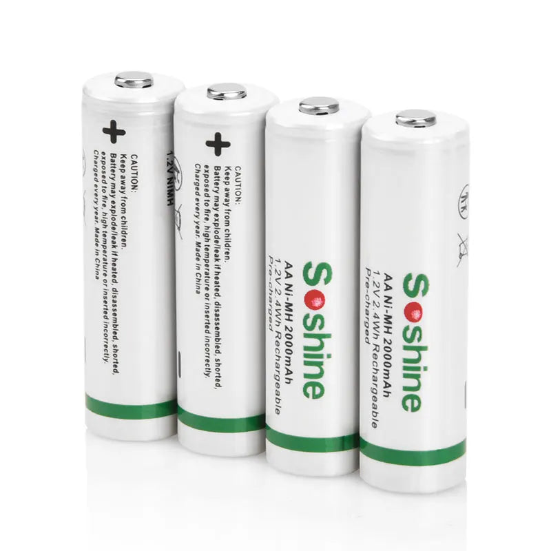 Soshine 1.2V AA Ni-MH Rechargeable Batteries 1.2V 2000mAh Supper Low Self Discharge Batteries for Flashlight Remote Control Toy
