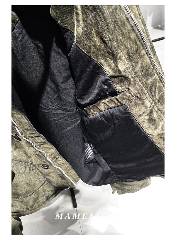 MAMELICCE Original design Vintage Distressed style jacket Men's clothing coat Army green Cotton clothes jackets man overcoats