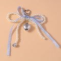 Pretty Handmade Pearl Bowknot Keychain for Women Girl Love Heart Key Ring Pendant Handbag Accessories DIY Jewelry Gift