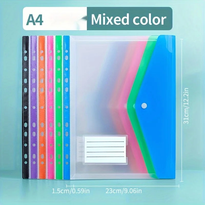 6pcs A4 Expanding File Folders with Button 11 Ring Binder Pockets.Durable A4 Binder Organizer, for School, Office. file folder