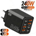 240w Gan Usb C Charger 8 In 1 Fast Charging Phone Charger Power Adapter For Iphone Samsung Xiaomi Type C Eu/us Plug Wall Charger