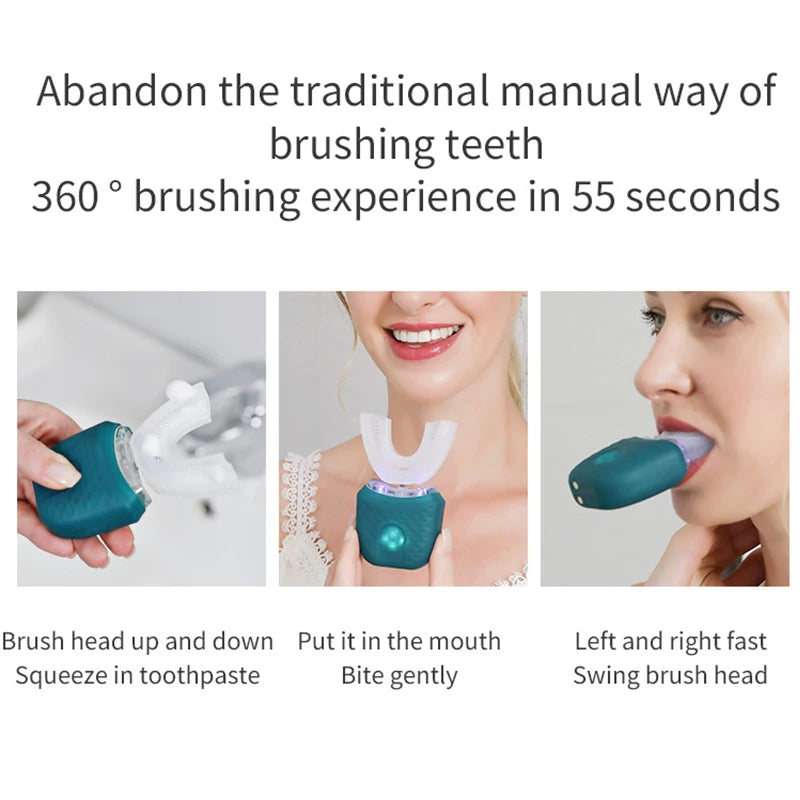 Professinal Portable 360 Degree U Shape Sonic Toothbrush Oral Cleansing Brush Sonic Automatic Electric Toothbrush