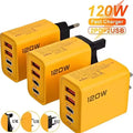 PD 120W 4 Ports USB C Charger Quick Charge 3.0 Type C USB Phone Chargers Fast Charging for Samsung IPhone Xiaomi Huawei