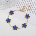 Light Luxury Stainless Steel Hot Sale Black and White Shell Five Leaf Flower Bracelet Simple Woman Fashion Daily Party Jewelry C