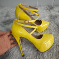 Women Stilettos Pumps Sexy Shallow Round Toe Slingback Super Platform Ankle Strap High Heels Elegant Banquet Party Wedding Shoes