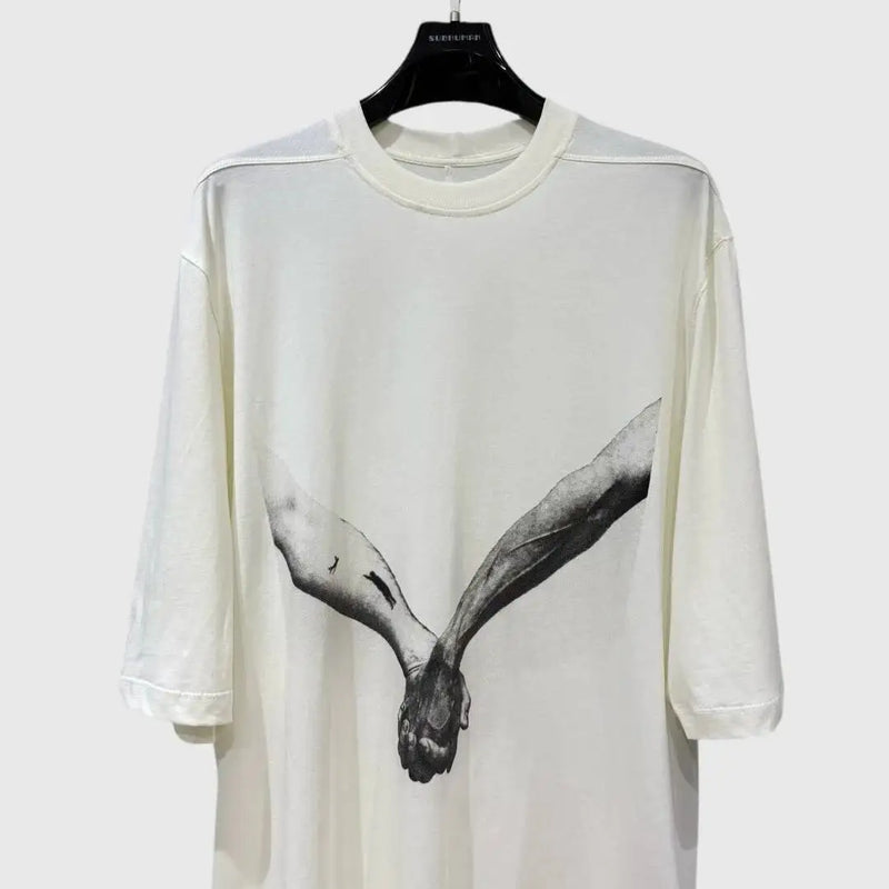 HKSH Spring Summer New Men's RO Style Round Collar Printed T-shirt Oversized Chic Cotton Chic Top American Loose Y2K Tees HK4638