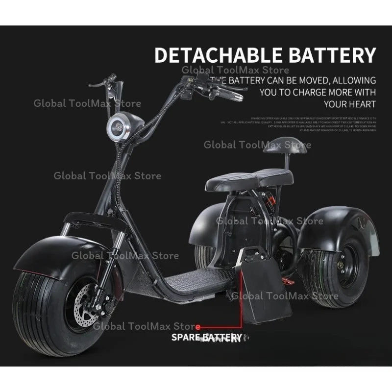 Shaft Drive Three-wheeled Electric Vehicle Lithium Battery 1000W Scooter City Small 48V