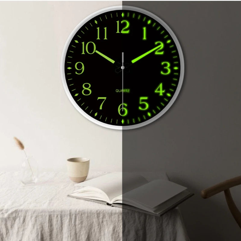 Hole-Free Luminous Wall Clock, 8 Inch Silent Quartz Clock, Modern Decor for Home & Living Room
