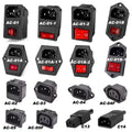 IEC 320 C13 C14 AC Inlet Power Plug Socket 250V 10A Fuse Red Lamp Rocker Switch Rewirable 3Pin Electrical Male Female Connector