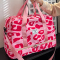 Spacious & Durable Women's Carry-On Travel Bag with Animal Print Nylon Large Capacity Sports Gym Bag  Weekend Overnight Bag