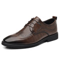 Mens Brown Genuine Leather Oxford Shoes Lace Up Formal Dress Shoes Comfortable Non Slip Outsole For Business Office Wedding